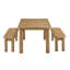 Ensemble de table et bancs en chêne vieilli 3 pièces Alvia