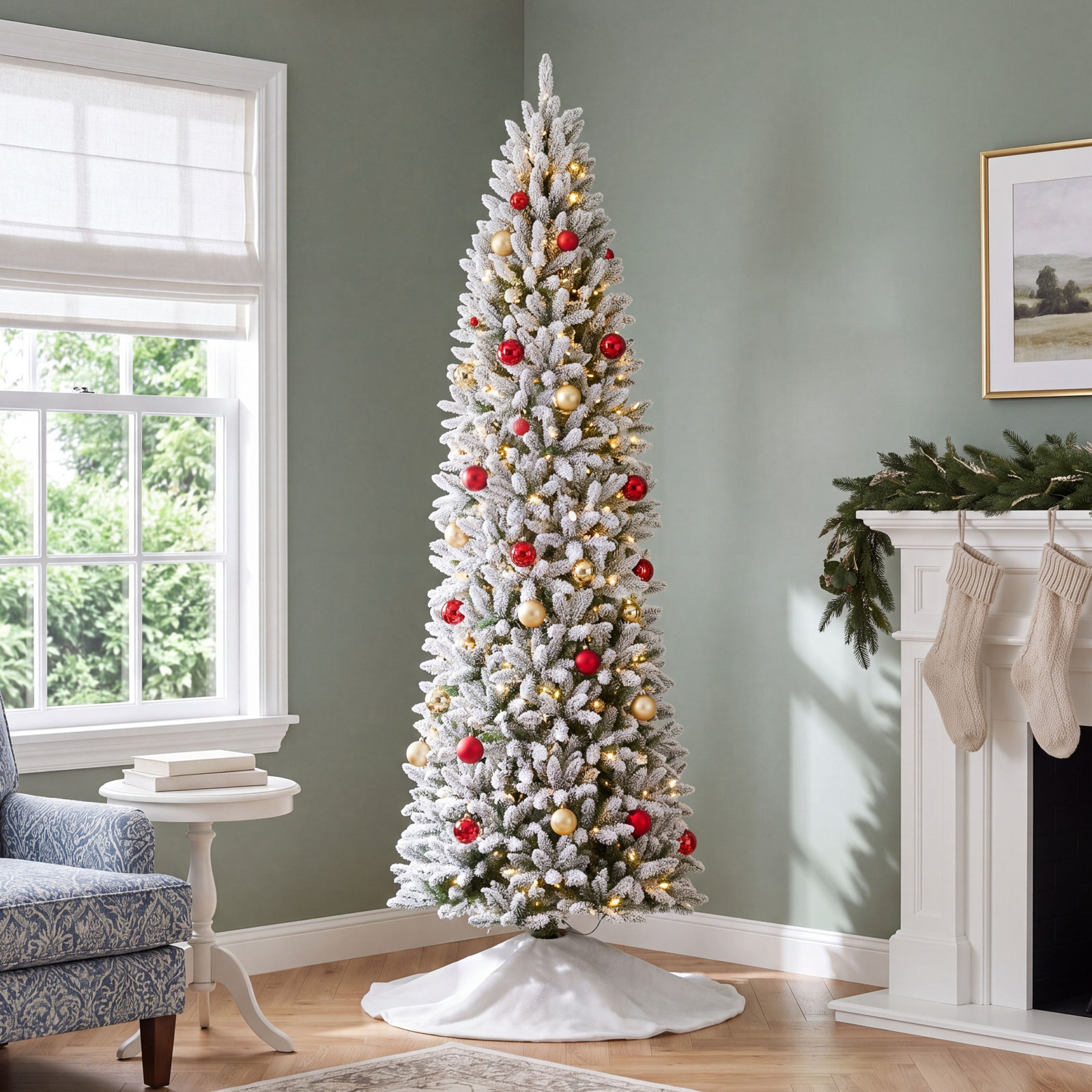 Johvan Frosted 11' Pre-Lit Fir Christmas Tree, 9 ft