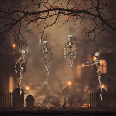  4 pièces de décorations pour l'extérieur de squelette de sirène avec joints articulés 16 po