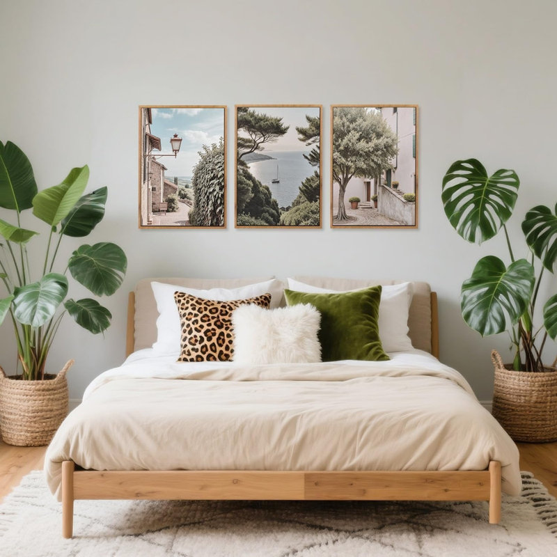 Neutral Cityscape Gallery Framed Wall Art Set, 40 x 30 cm 3 Piece Landscape Canvas Artwork