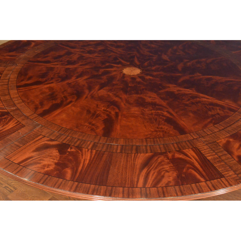 84" Round Perimeter Leaf Mahogany Dining Table