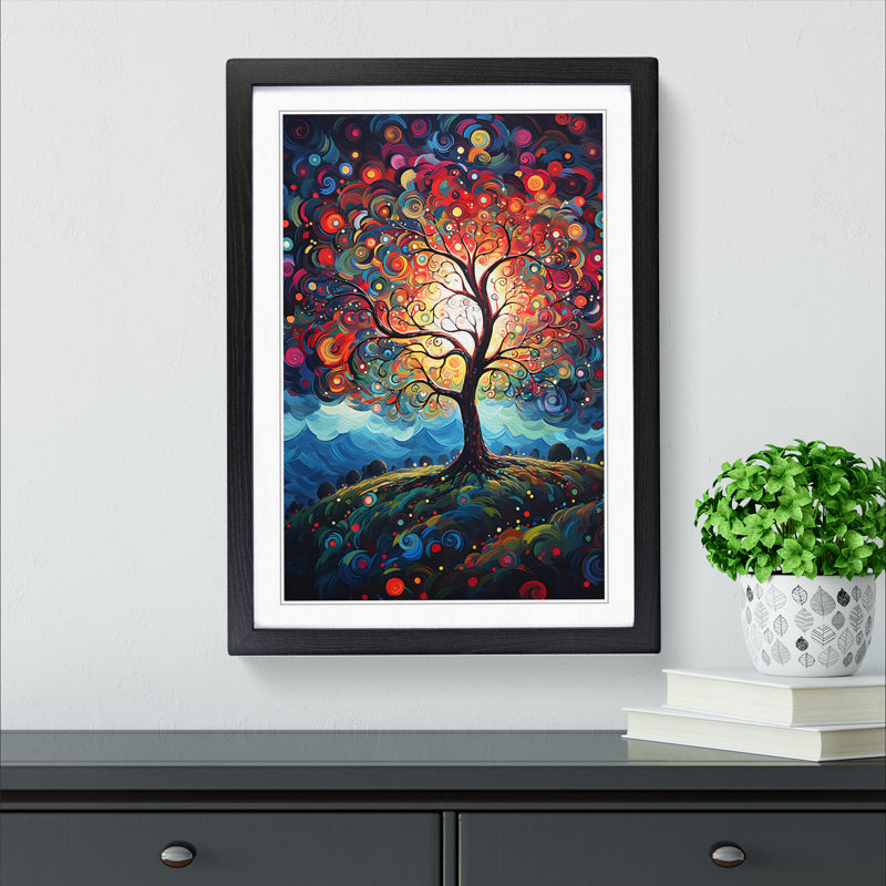 Apple Tree Expressionism Art - Framed Print, 46cm H x 34cm W, Black Framed
