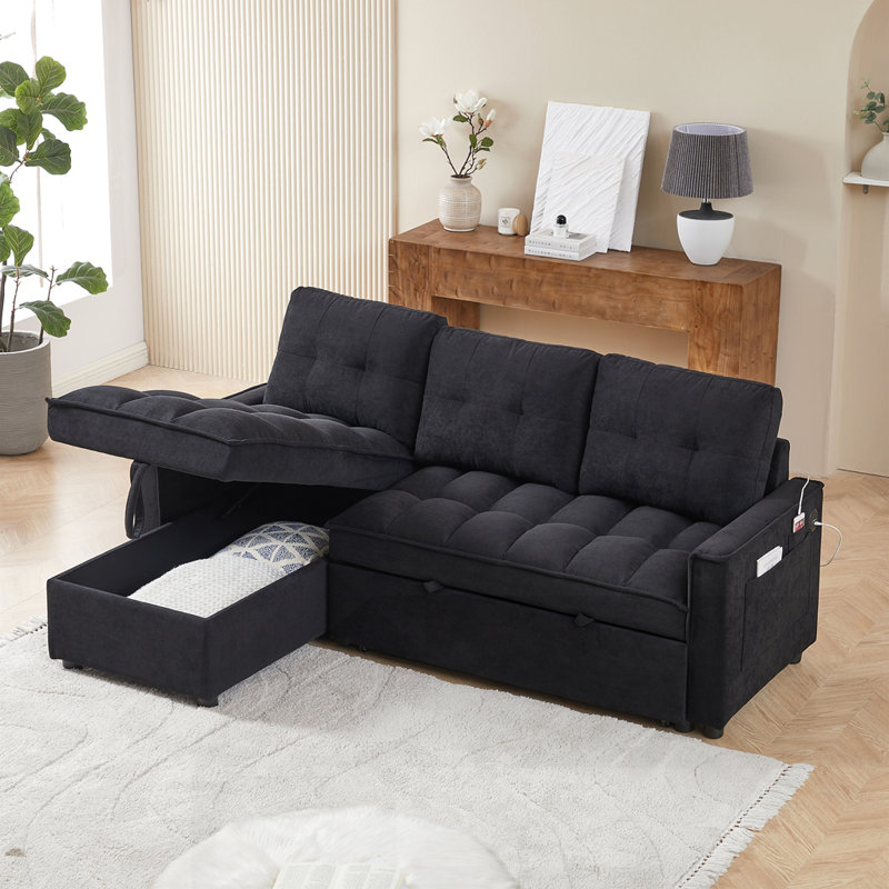 Nickcola Upholstered 78.25'' Sofa, Black