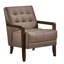 Fauteuil d'appoint 100% cuir fleur brun avec cadre en bois noué et capitonné-1891280273