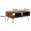 Table basse Ayanni, pieds fuselés en métal, table basse avec tablettes ouvertes