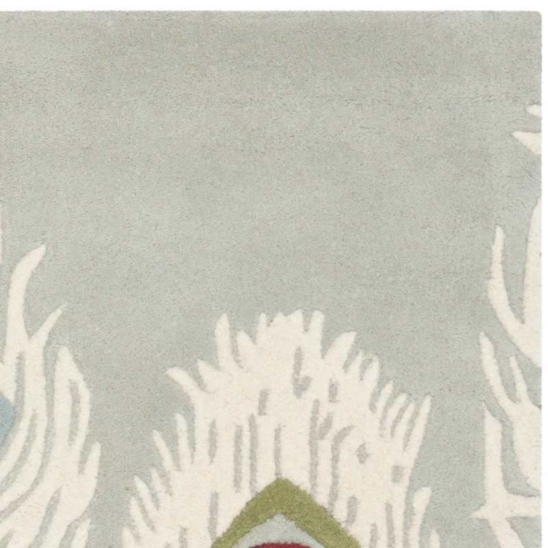 Nonia Hand Tufted Wool & Viscose Pile Abstract Rug, Round 6'