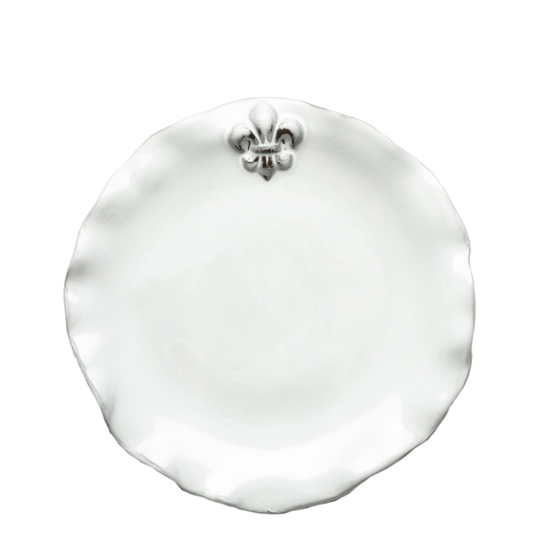 Fleur De Lis 8'' Handmade Ceramic Salad/Dessert Plate (Set of 4) Abigails