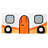 Camper Van Curtain, Orange/Blue