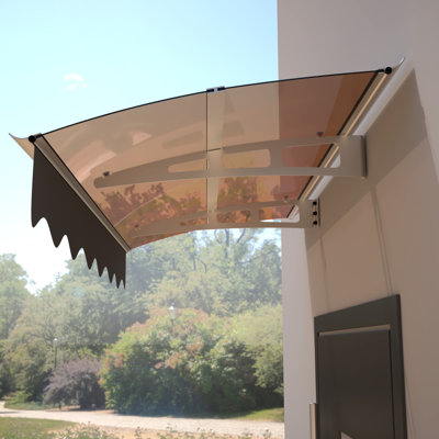 Auvent moderne pour porte et fenêtre - 150 x 86 cm (59 po x 34 po) - Polycarbonate et aluminium - Haute résistance à la neige - Largeur : 150 cm (59 po) - Profondeur : 86 cm (34 po) - Alliage protégé contre la rouille