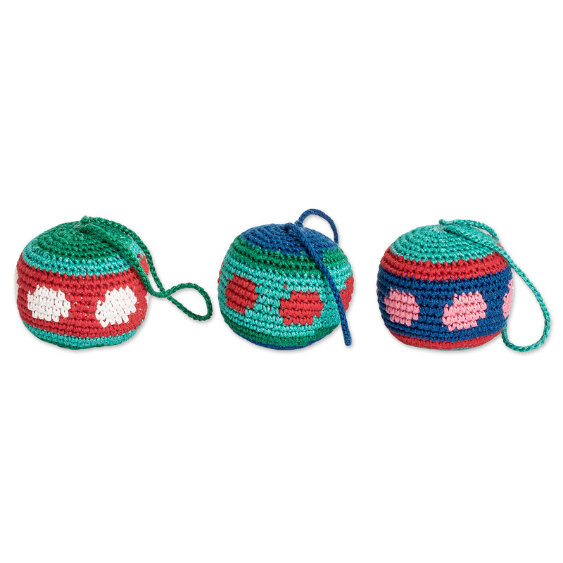 Novica Handmade Colorful Fun Cotton Ornaments (Set Of 3)