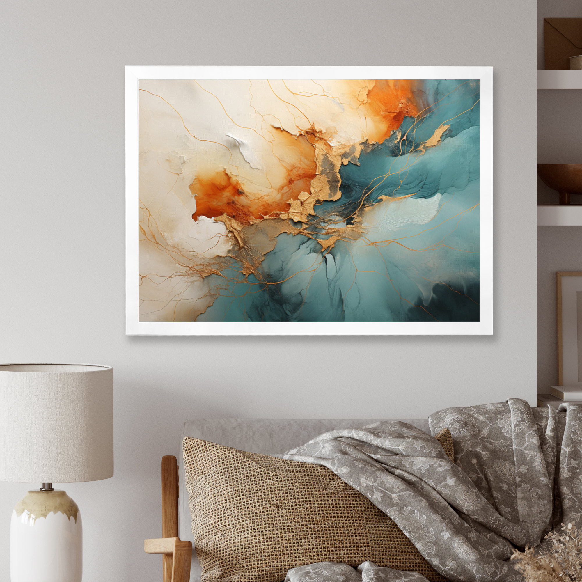 Wrought Studio Teal Orange Bold Energy V On Canvas Print | Wayfair