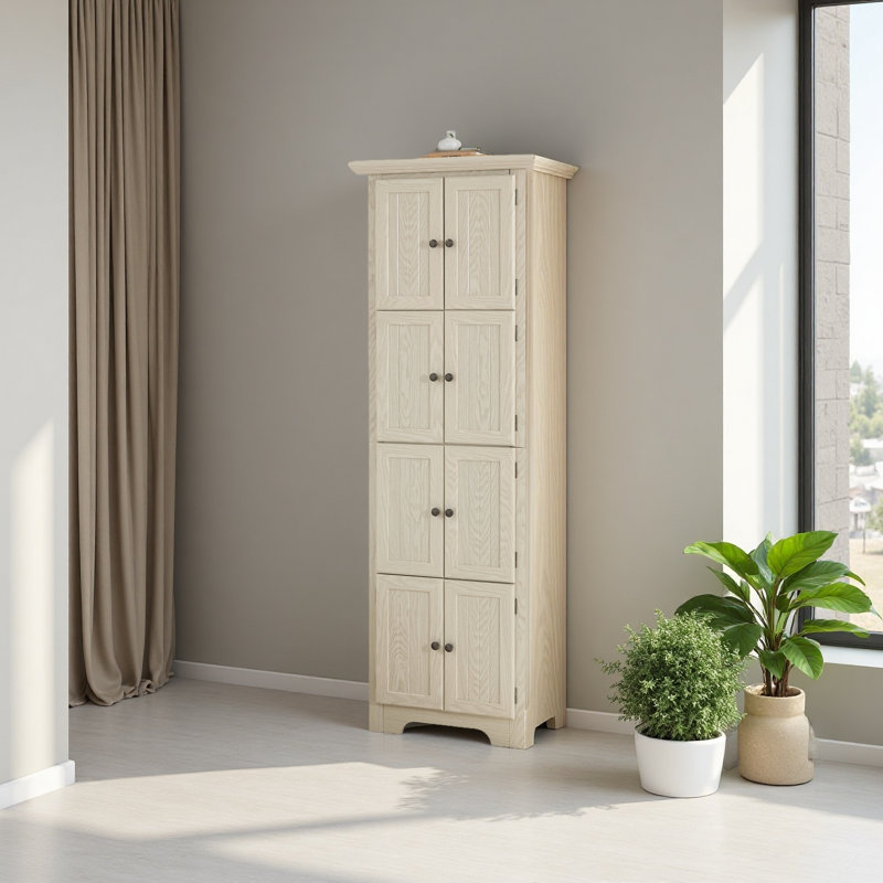 4-Tier 72" Corner Kitchen Pantry Storage Cabinet With 8 Doors Tall Storage Cabinet, Corner Cabinet And Shelves, Home Farmhouse Bookshelf Cabinet For Bathroom, Living Room, Kitchen
