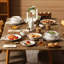 32 Piece Ceramic Dinnerware Sets, Kitchen Dinnerware, Blue Dinnerware With Bas-Relief Around The Edge, Royal Style, For 8 People, Dinner Plate, Dessert Plate, Bowl And Soup Plate-627910101