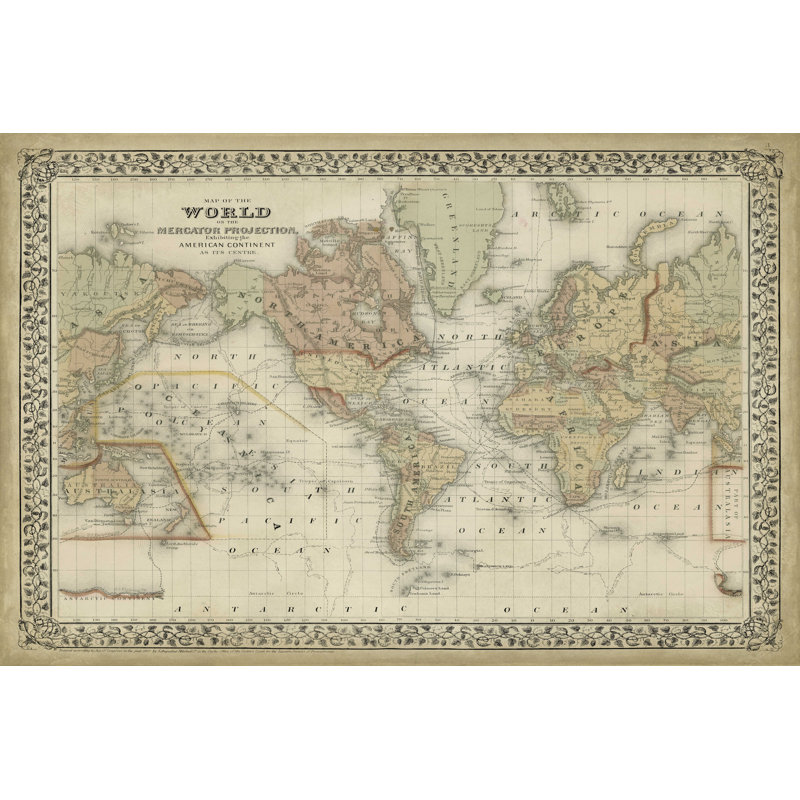 Carte du monde de Mitchells, H 20 po x l 30 po x P 1 po