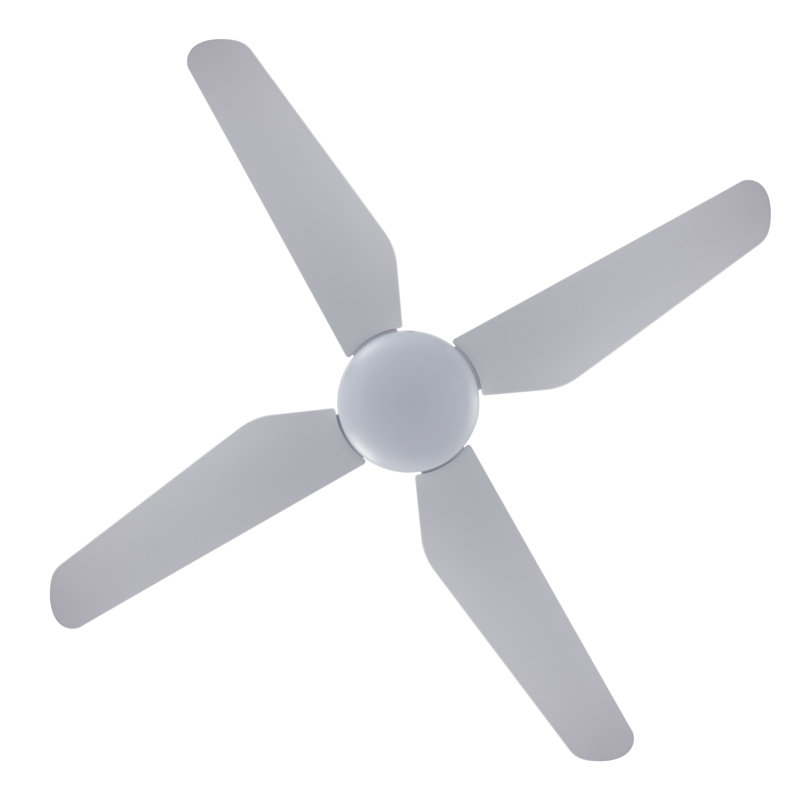 White Low Profile 52'' Ceiling Fan with Remote and LED Light