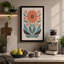 Symmetrical Daisy Folk Botanical - Wrapped Canvas-675118852-675118858