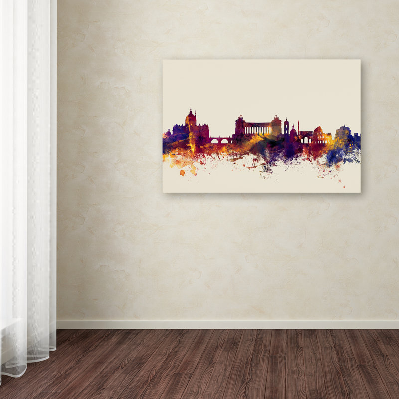 « rome italie horizon », impression encadrée sur toile tendue, H 12 po x l 19 po x P 2 po