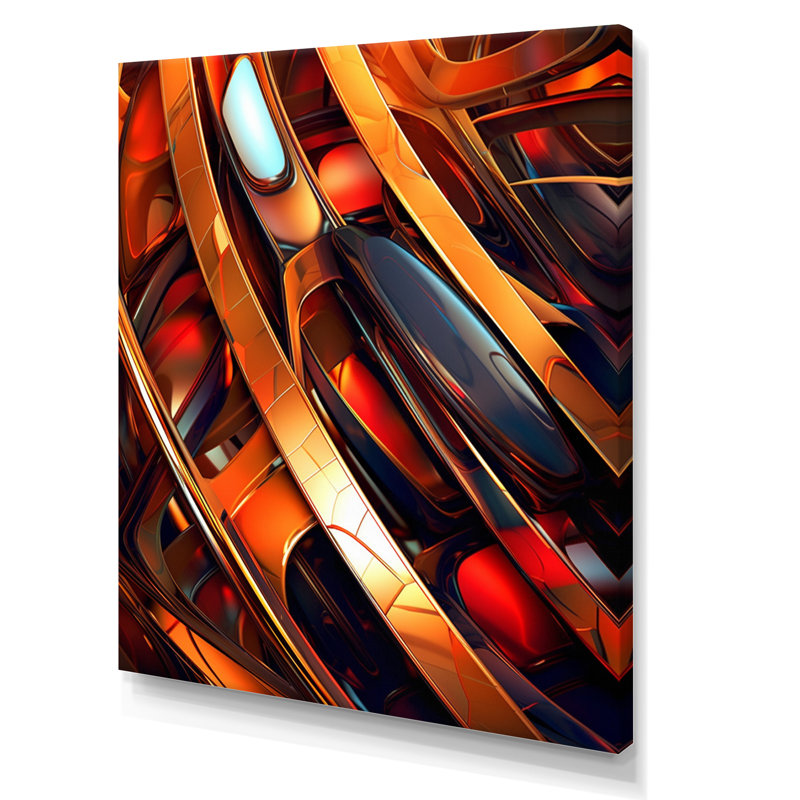 Vortex abyssal orange et orange sur toile, H 20 po x l 12 po x P 1 po, Toile tendue