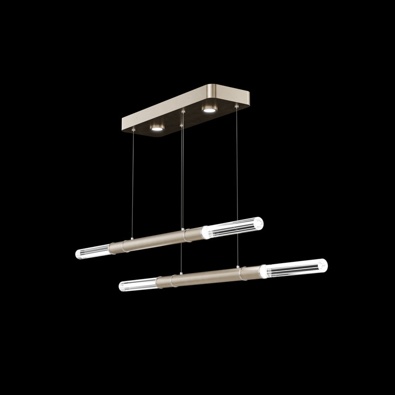 Luminaire suspendu l 71 po Antonia, Feuilles de nickel/or mou