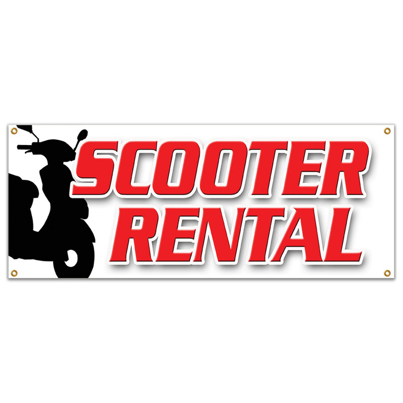 Enseigne de bannière de scooter, H 18 po x l 48 po x P 0,1 po