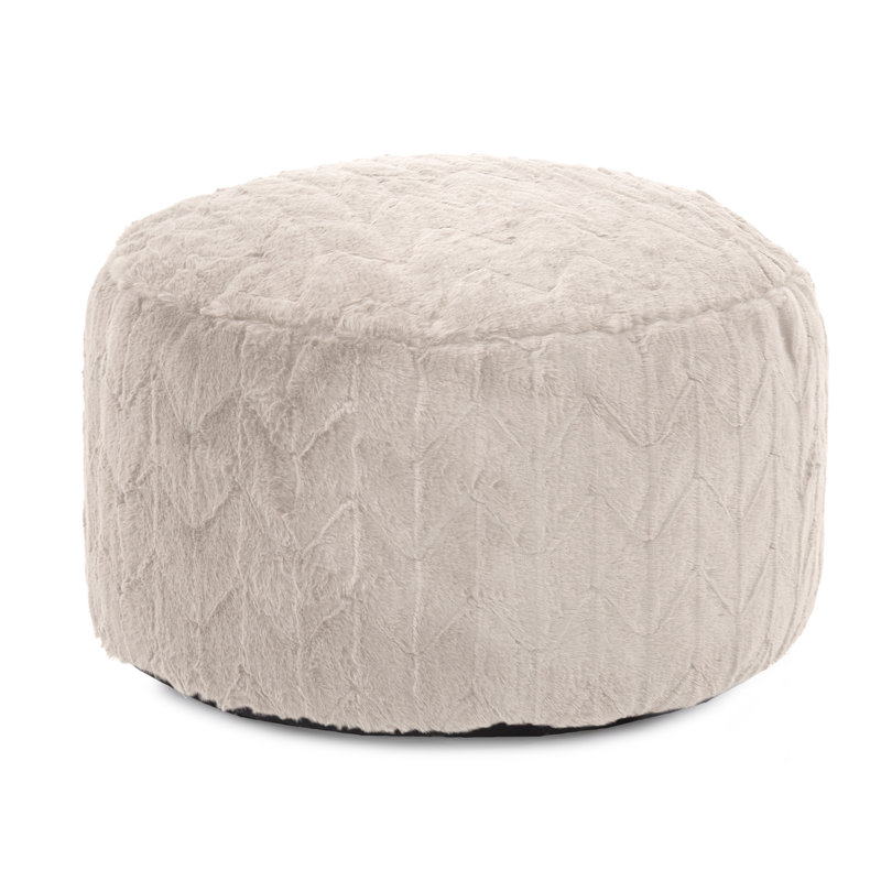 Upholstered Pouf, Angora Natural Polyester
