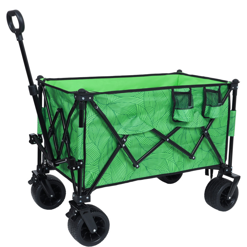Chariot de jardin pliable avec roues robustes, Vert