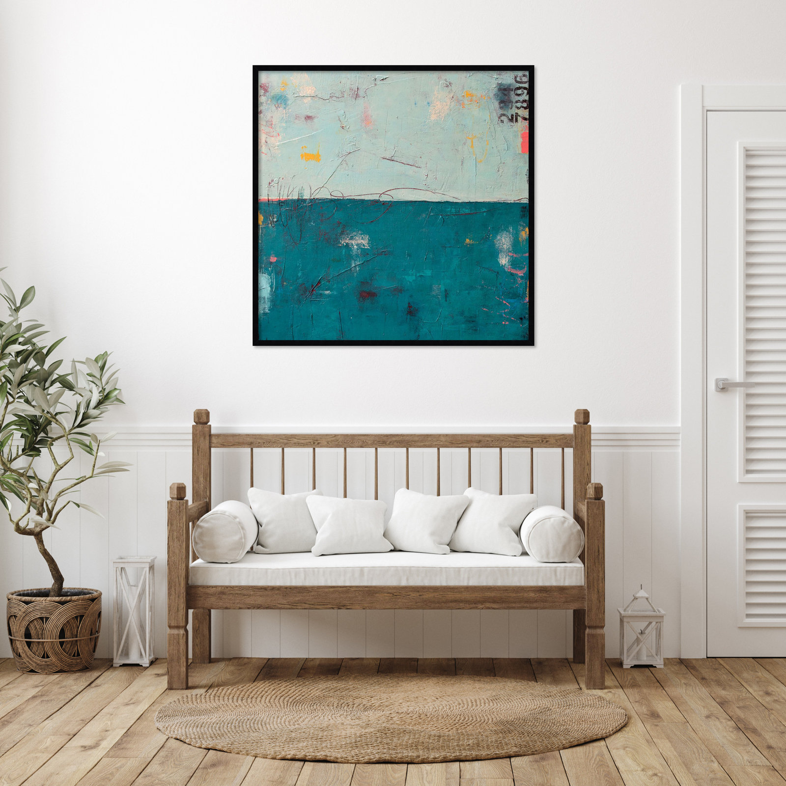 Blue Bay Hideaway Print by Erin Ashley, 41" H x 42" W, Black