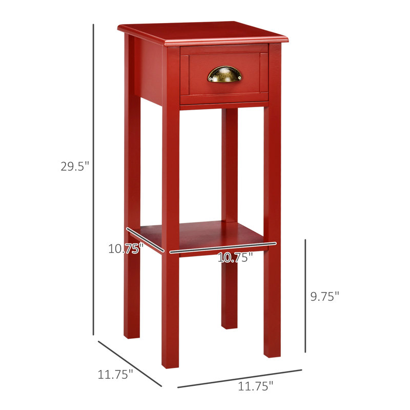 Side Table, Indoor Table, Nightstand With Drawer, Narrow End Table With Bottom Shelf
