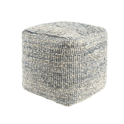 Savanna 18" W Square Hand-Woven Wool Blend Pouf Ottoman