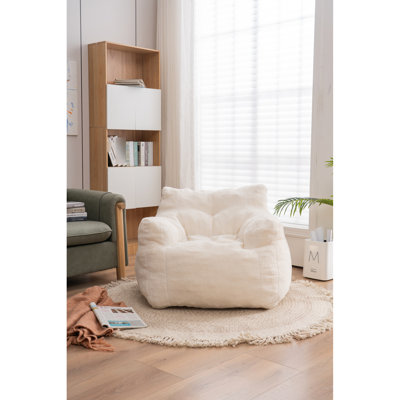 White Bean Bag Chair Made Of Soft Foam And Fabric Comfy With