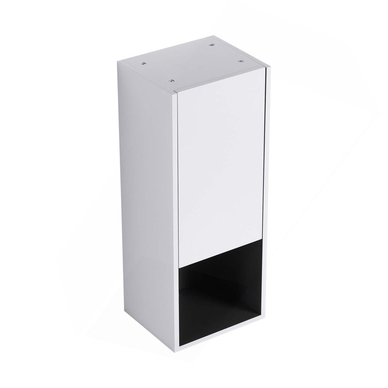 12-Inch Float Mounting Bathroom Side Cabinet With Soft Close Doors & Open Shelf, White