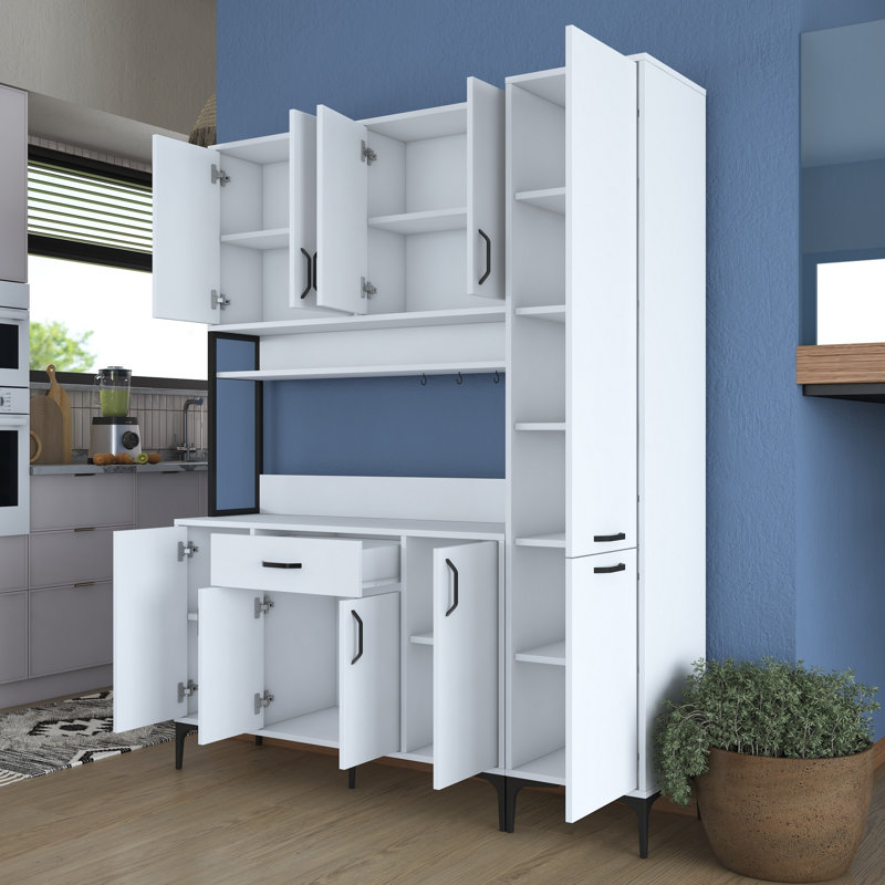 Armoire polyvalente moderne, blanche, 63,0 x 78,0 x 15,7 pouces | Panneau de particules 100% mélamine de qualité E1, épaisseur: 0,7 pouce | Solution de rangement élégante pour la maison ou le bureau, design durable et élégant