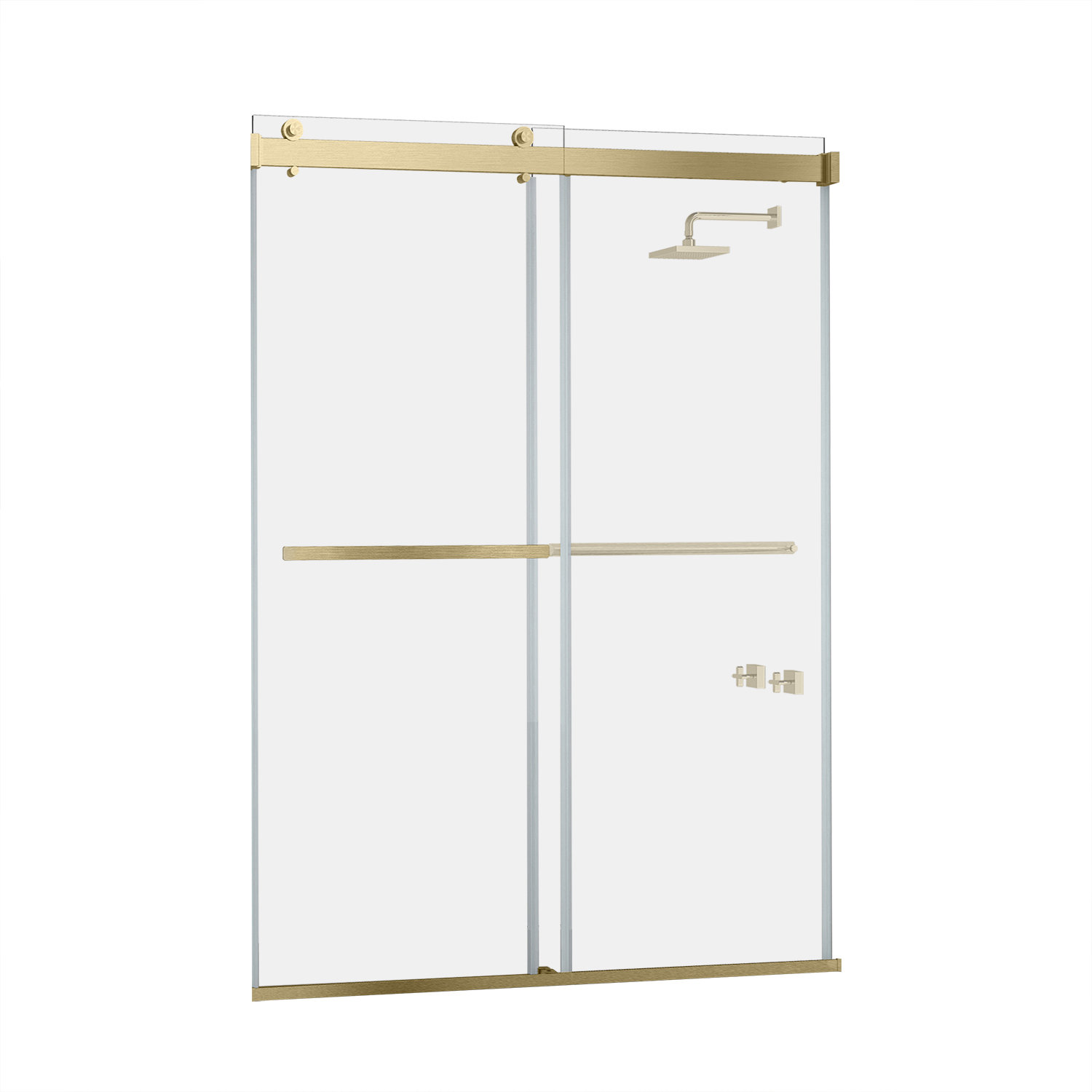 Spezia Frameless Double Sliding Shower Door, Gold