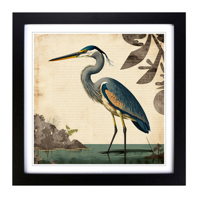 Heron Mid-Century - Framed Print