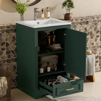 Meuble-lavabo simple de 20 pouces avec dessus en céramique