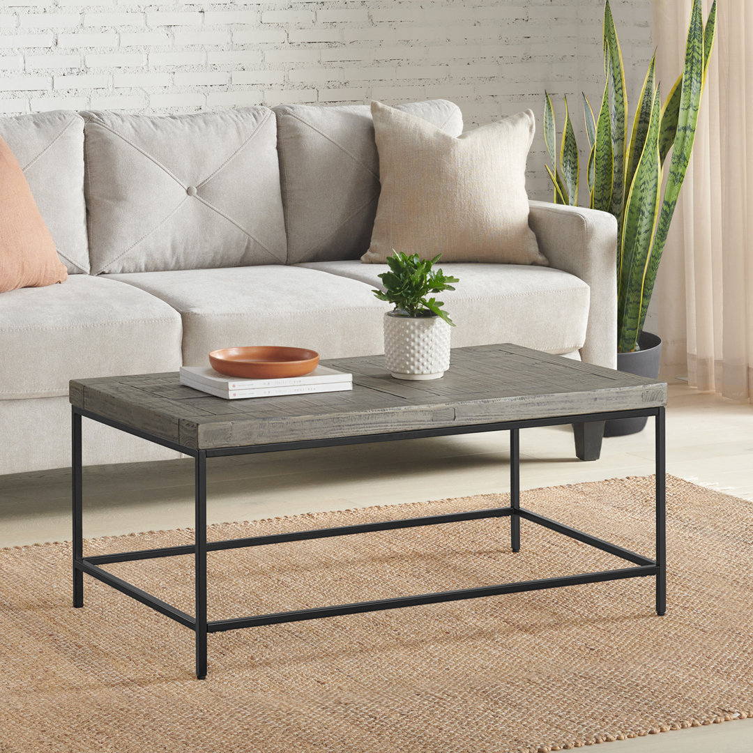Coffee Table - Industrial Modern Table with Wood Top and Metal Base - Furniture for Living Room, Apartment, or Dorm Room 17 Stories
