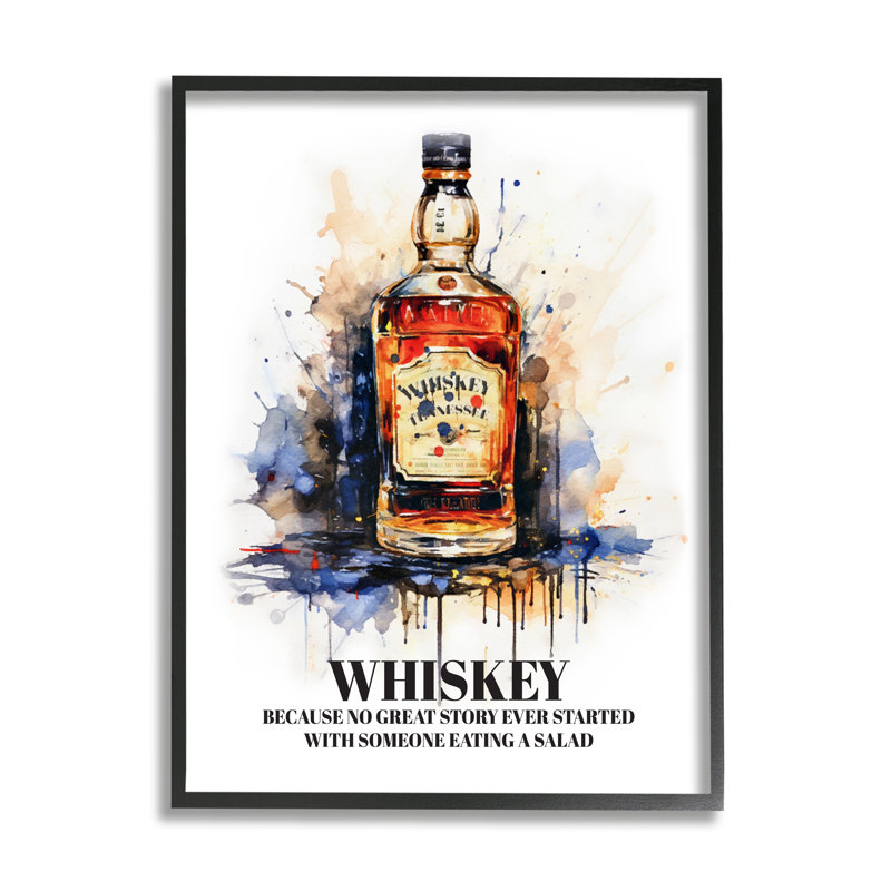 Drôle de phrase whisky par Amanda Greenwood, H 30 po x l 24 po x P 1,5 po, Giclée encadrée noir minuit