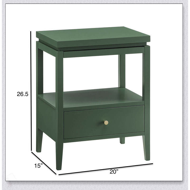 Table de chevet 1 tiroir, Vert antique