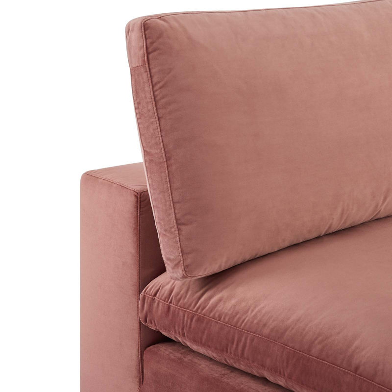 Commix Down Filled Overstuffed Performance Velvet Armless Chair, Dusty Rose Velvet