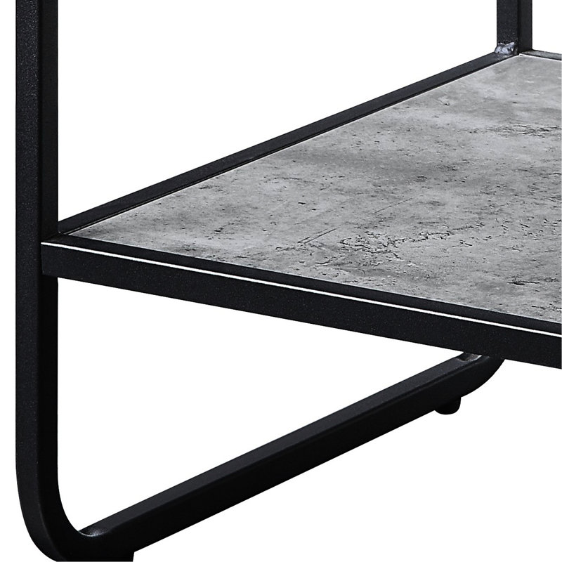 Table de bout moderne en béton gris et noir avec des compartiments supplémentaires élégants et peu encombrants