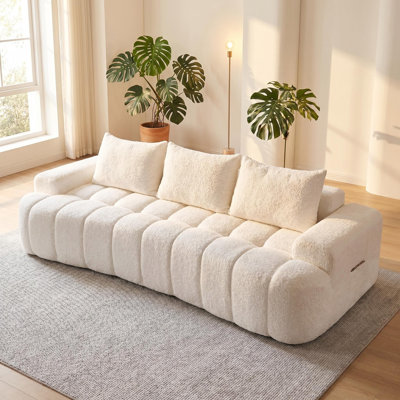  Très grand canapé modulaire incurvé à l'avant compressé de 100 po Boneless, canapé 3 places en forme de nuage avec mousse haute résilience, facile à déplacer et à expédier, canapé surdimensionné moderne pour le salon