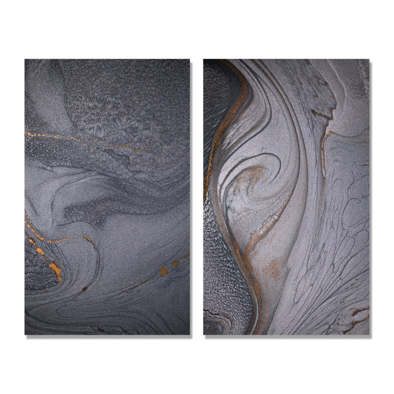 «Dramatic Grey», ensemble de 2 peintures sur toile, Toile tendue, H 20 po x l 24 po x P 1 po