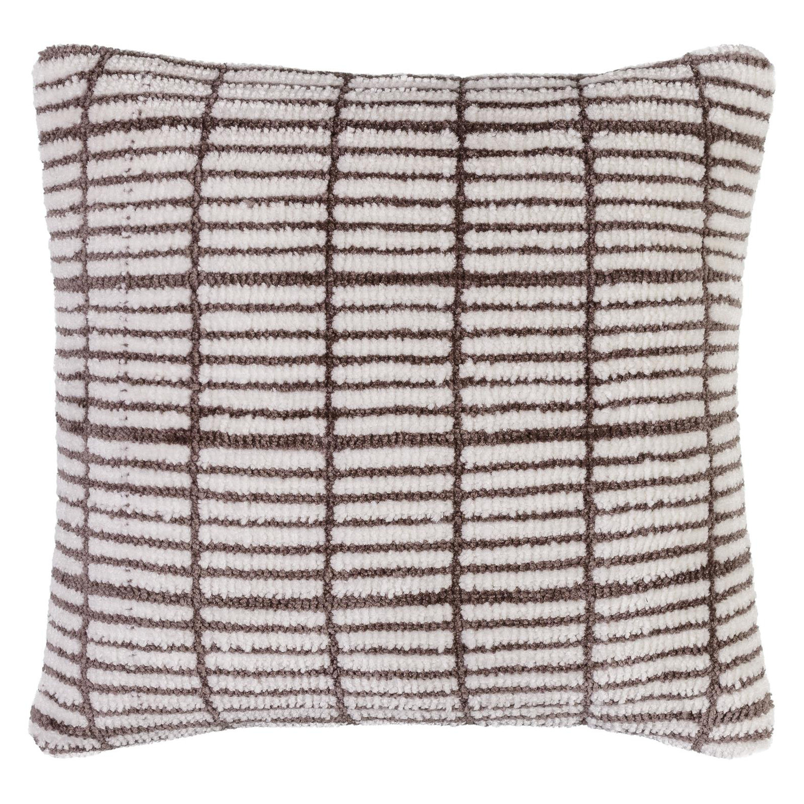 Wanderer Plaid Throw Pillow, Down, 22" x 22", Light Charcoal
