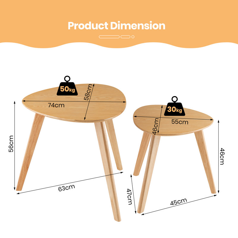 Solid Wood Side Table Set