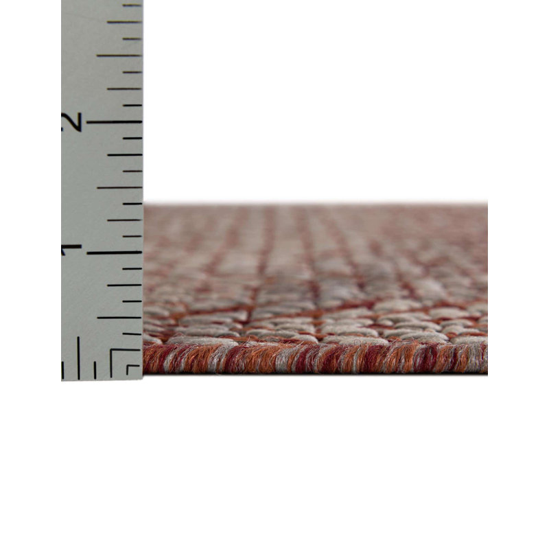 Tapis intérieur / extérieur rouge géométrique Flara, Rectangle 8 pi x 11 pi 4 po