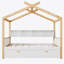 Lit double blanc en bois avec structure en bois originale, lit gigogne simple et bibliothèque