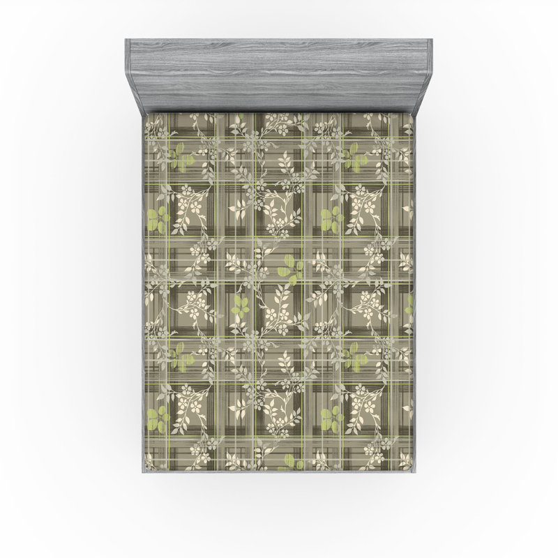 Drap-housse écossais à motif floral Ambesonne