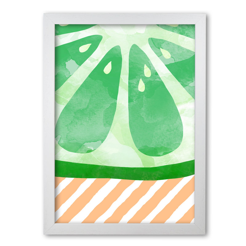 Lime Abstract - Print, 85 cm H x 60 cm W x 5 cm D, White Grain Frame