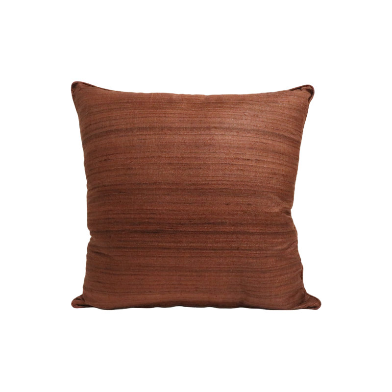 Coussin en soie brute 18 po, Cannelle foncée