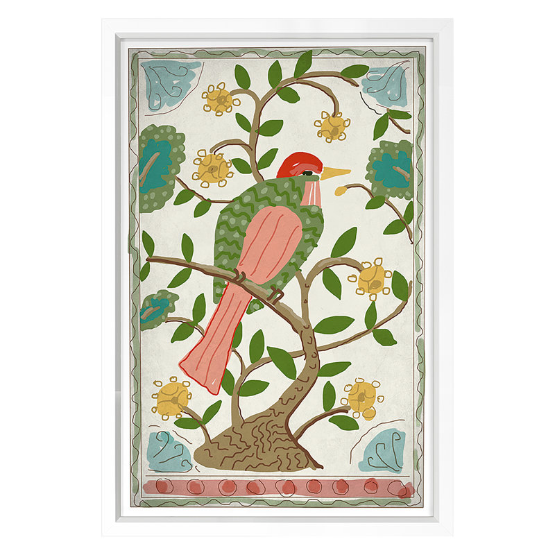 Pink Throated Thrush Print by Dana Gibson, White, 42" H x 28" W x 1.25" D